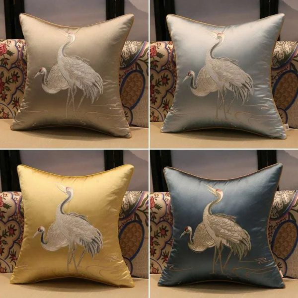 Crane Print Cushion Cover For Sale