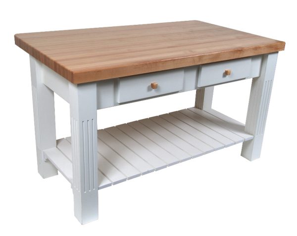 Maple Edge-Grain Butcher Block Kitchen Island For Discount