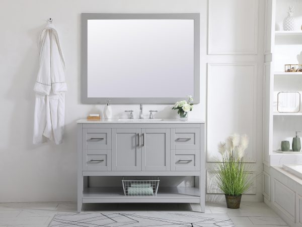 Aqua Rectangle Vanity Mirror 48 Inch In Grey Discount