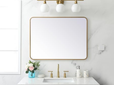 Soft Corner Metal Rectangular Mirror 27X36 Inch In Brass Discount