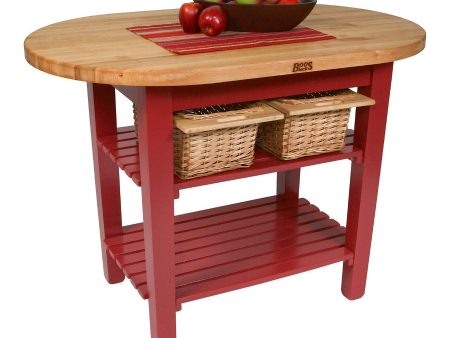 Elliptical C-Table with 1-1 2” Thick Maple Top – Durable, Versatile Kitchen Island with Customizable Storage Discount