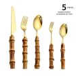 Bamboo Handle Stainless Steel Cutlery Set Fashion