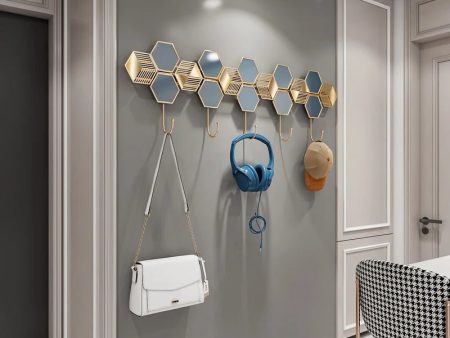 Modern Gold Wall Mount Coat Rack with 5 Hooks Sale