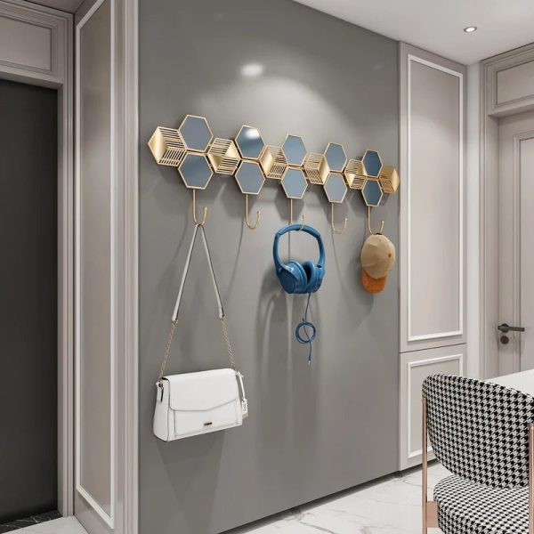 Modern Gold Wall Mount Coat Rack with 5 Hooks Sale