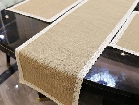 Burlap Lace Jute Table Runner For Cheap