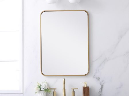 Soft Corner Metal Rectangular Mirror 22X30 Inch In Brass Supply