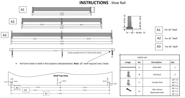 Elegant Designer Closet Shoe Rails for Closet Shelves Supply