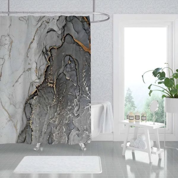 Luxury Marble Decorative Waterproof  Shower Curtain Fashion