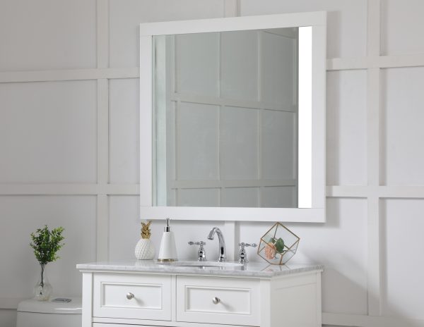 Aqua Square Vanity Mirror 36 Inch In White Cheap