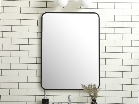 Soft Corner Metal Rectangular Mirror 24X32 Inch In Black Cheap