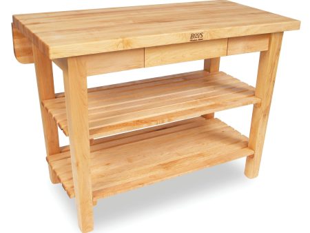 Maple Edge Grain Kitchen Island with Drop Leaf and Shelves Online