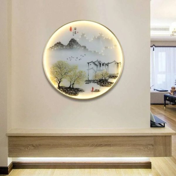 Modern Landscape Painting LED Sconces Round Lamp Hot on Sale