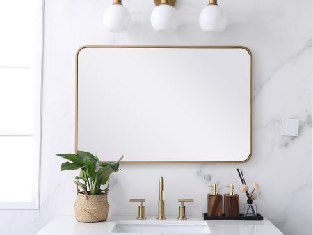 Soft Corner Metal Rectangular Mirror 24X36 Inch In Brass Online