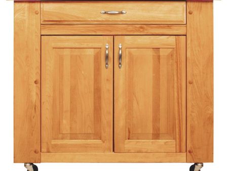 Natural Wood Kitchen Cart with Storage w  Locking Caster s 64024 Online now