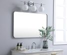 Soft Corner Metal Rectangular Mirror 24X40 Inch In Silver For Discount