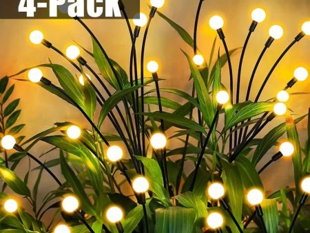 8 LED Solar Firefly Garden Lights - 4 Pack for Festive Outdoor Decor Supply