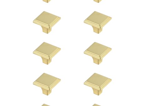 Wilow 1  Brushed Gold Square Knob Multipack (Set Of 10) Cheap