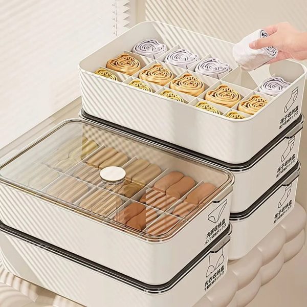 Underwear Storage Box, Split Socks Bra Organizer, Dust-proof Portable Underwear Compartment Box, Large Capacity Thickened Simple Online Hot Sale