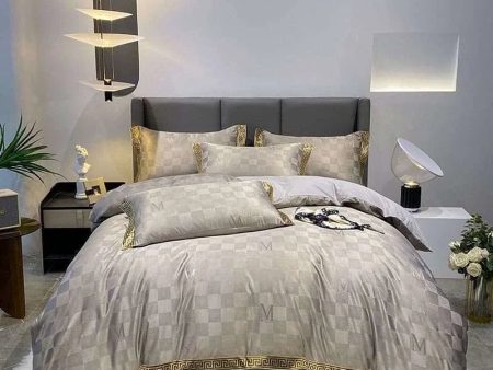 High Quality Satin Jacquard And Cotton Chic Gold Edge Duvet Cover Set Discount