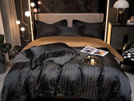 Luxury Black Gold Egyptian Cotton Jacquard Bedding Set - Ultimate Comfort & Style Sale