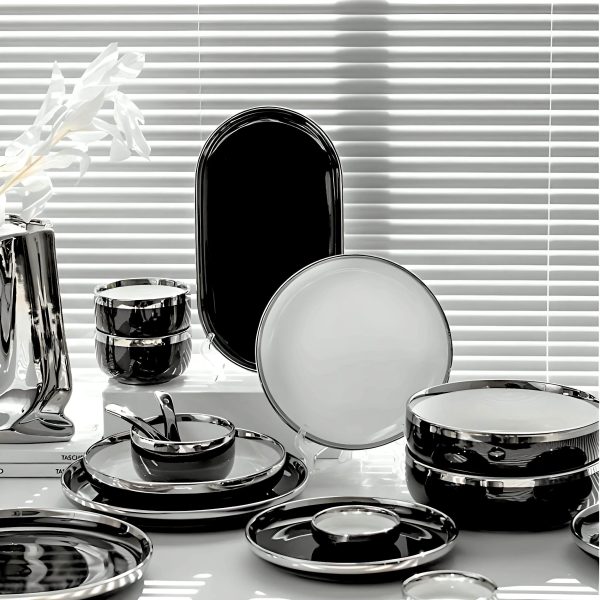 Black Silver Edge Tableware Set - Elegance and Sophistication Fashion