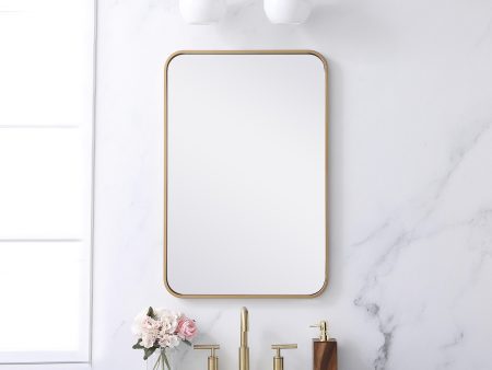 Soft Corner Metal Rectangular Mirror 20X30 Inch In Brass Online Sale