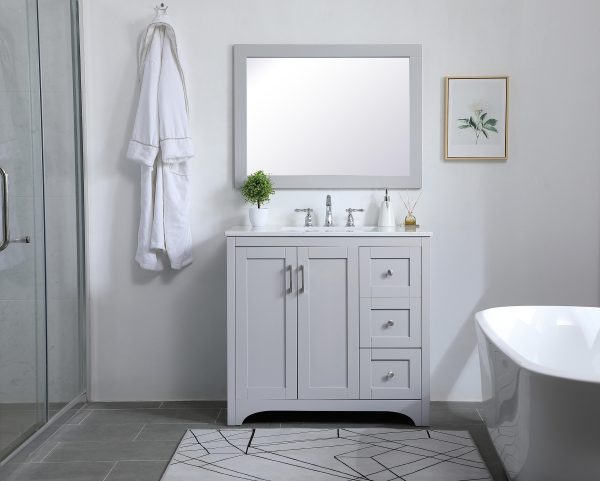 Aqua Rectangle Vanity Mirror 24 Inch In Grey Fashion