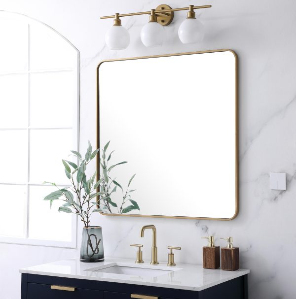 Soft Corner Metal Rectangular Mirror 36X36 Inch In Brass Cheap