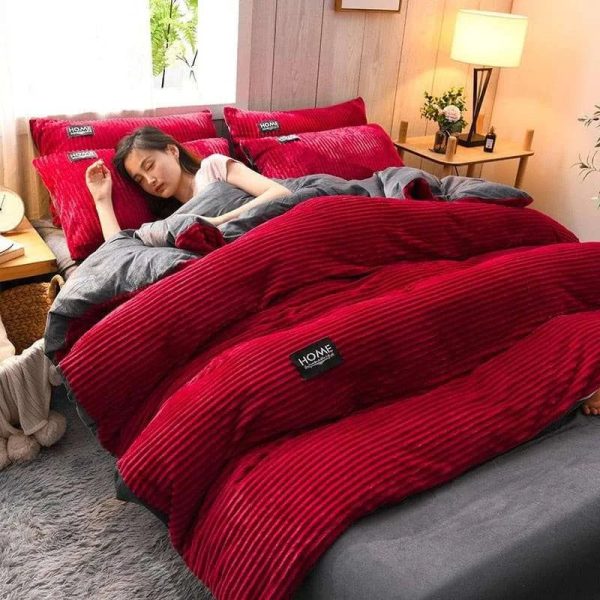 Solid Color Double Thick Velvet Duvet Cover For Cheap