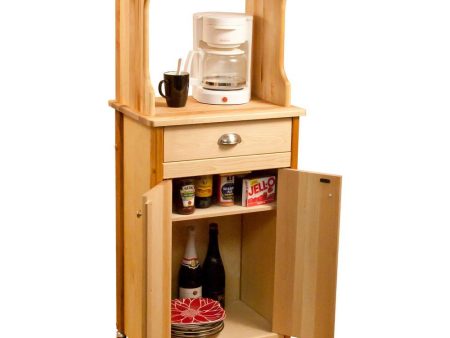 Natural Wood Kitchen Cart with Hutch Top on Casters 51530 Hot on Sale