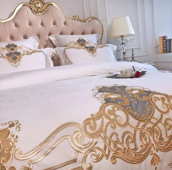 New Luxury embroidery Sheet Pillowcase and Duvet Cover Set Sale