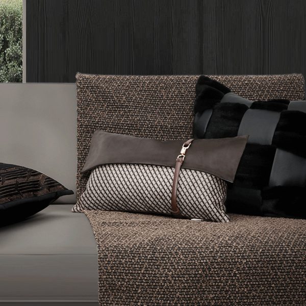 Classy Modern Italian Luxury Couch Pillow with Brown Stitching Online Sale