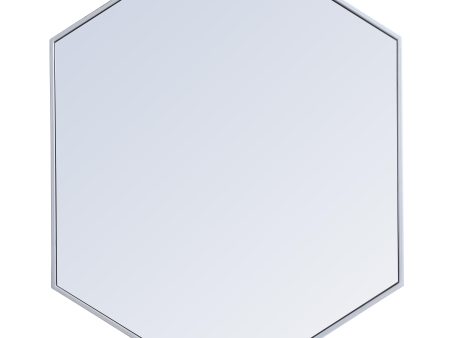 Metal Frame Hexagon Mirror 30 Inch In Silver Fashion