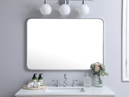 Soft Corner Metal Rectangular Mirror 27X40 Inch In Silver Supply