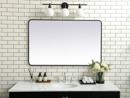 Soft Corner Metal Rectangular Mirror 30X48 Inch In Black Online Sale