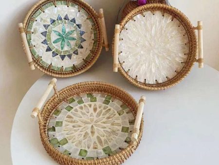 Bohemia Style Handmade Rattan Weaving Tray 🌿 For Sale