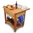 2   Thick Butcher Block Food Prep Table Station w  8  Drop Leaf 2005 Hot on Sale