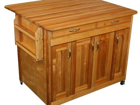 Natural Kitchen Cart With Butcher Block Top and Locking Caster s 54238 Sale