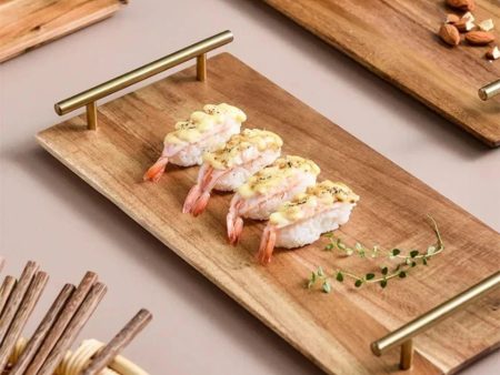 Classic Wooden Kitchen Serving Tray with Handles Supply