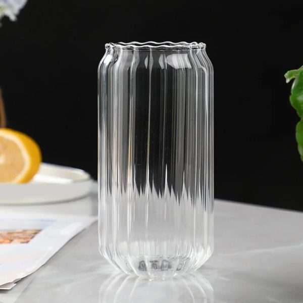 Korean Elegance Striped Glass Cup For Cheap