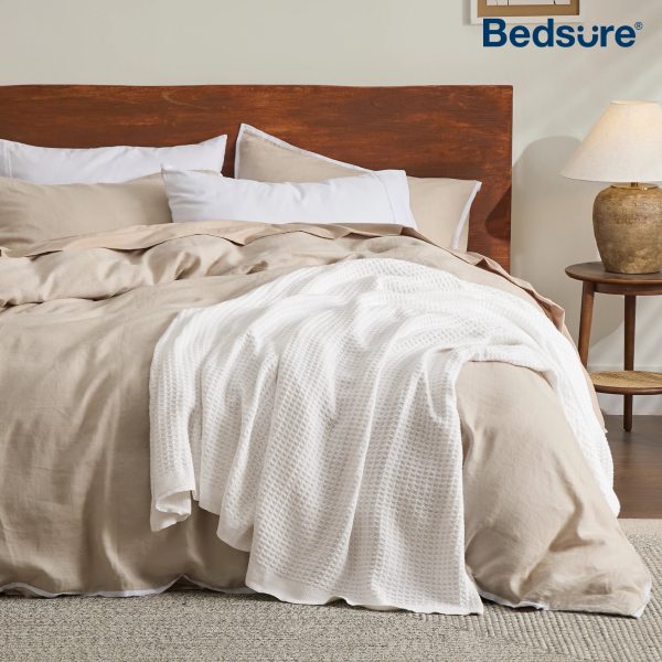 Bedsure 100% Cotton Waffle Weave Lightweight Blanket Cheap