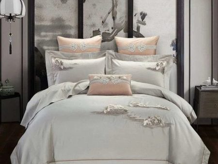 Landscape Scenery Embroidered Egyptian Cotton Bedding Set Cheap