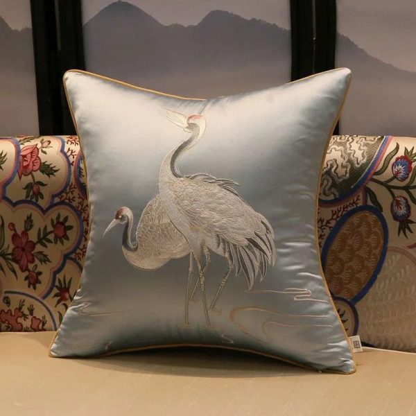 Crane Print Cushion Cover For Sale