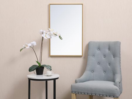 Metal Frame Rectangle Mirror 18X28 Inch In Brass on Sale