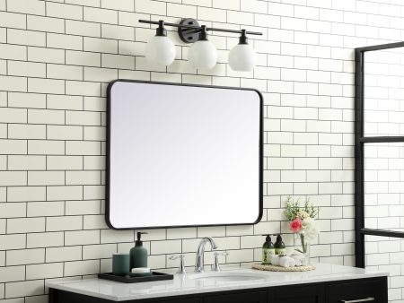 Soft Corner Metal Rectangular Mirror 27X36 Inch In Black For Discount