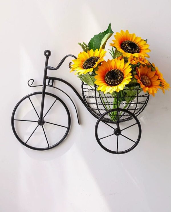 Modern Minimalist Bicycle Flower Basket Wall Decor Online