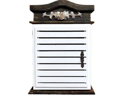 Wall-Mounted Rustic Wooden Key Box with 4 Hooks on Sale