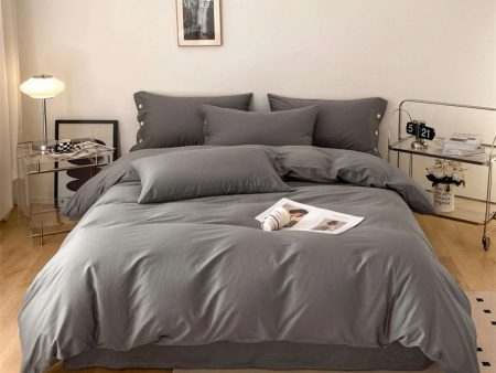 Luxurious Egyptian Cotton Bedding Set - Complete Four Piece Set in Grey Fashion