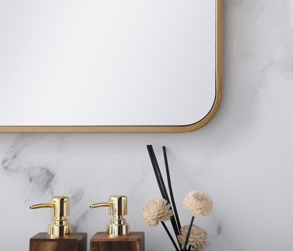 Soft Corner Metal Rectangular Mirror 22X40 Inch In Brass Online now