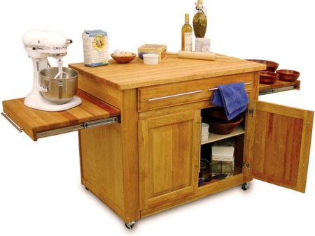 Work Center Kitchen Island w  Pull-Out Leaves Extended Work Space 1480 Discount